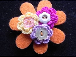 Orange Wool Felt  Flower Corsage